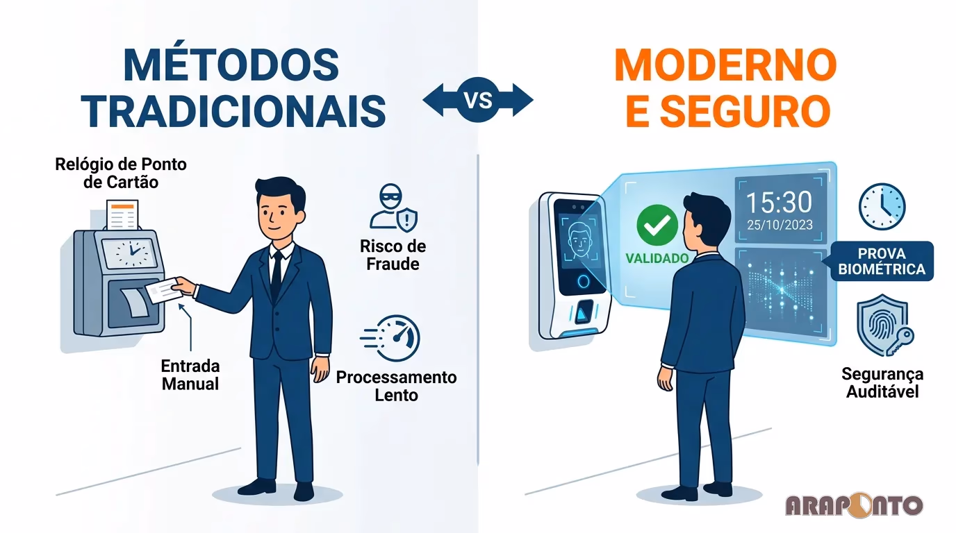 Fluxo passo a passo demonstrando o controle de ponto eletrônico ajuda a evitar processos trab